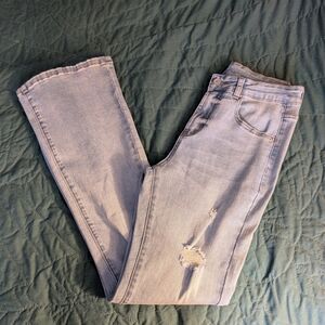 Light Blue Distressed Women Jeans 13" Flat - With Stretch 15"